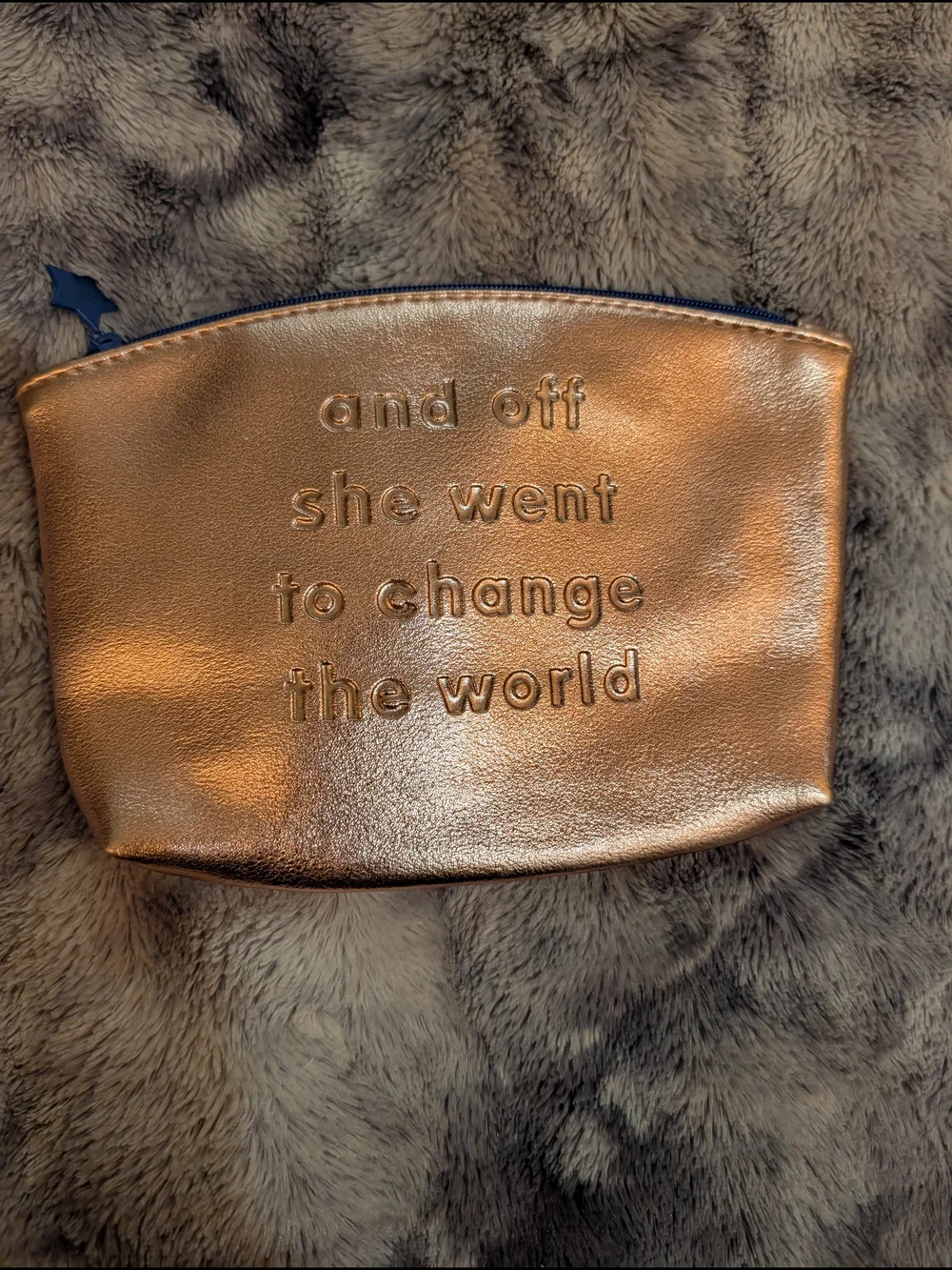 Metallic Rose Gold Zip Cosmetic Pouch - Inspirational Quote